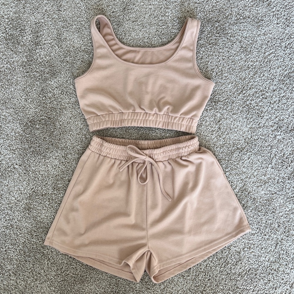 Chic Tan Crop Top and Shorts Set